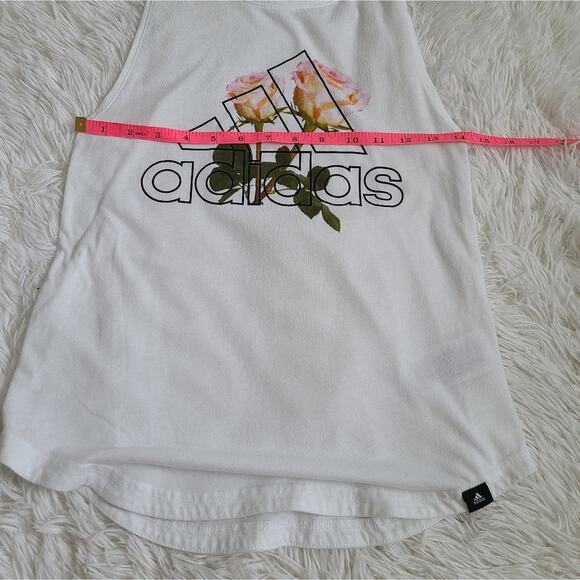 Adidas Floral Logo White Tank Top Size XS - Picture 11 of 13